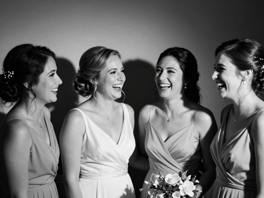 black and white bridesmaid photo