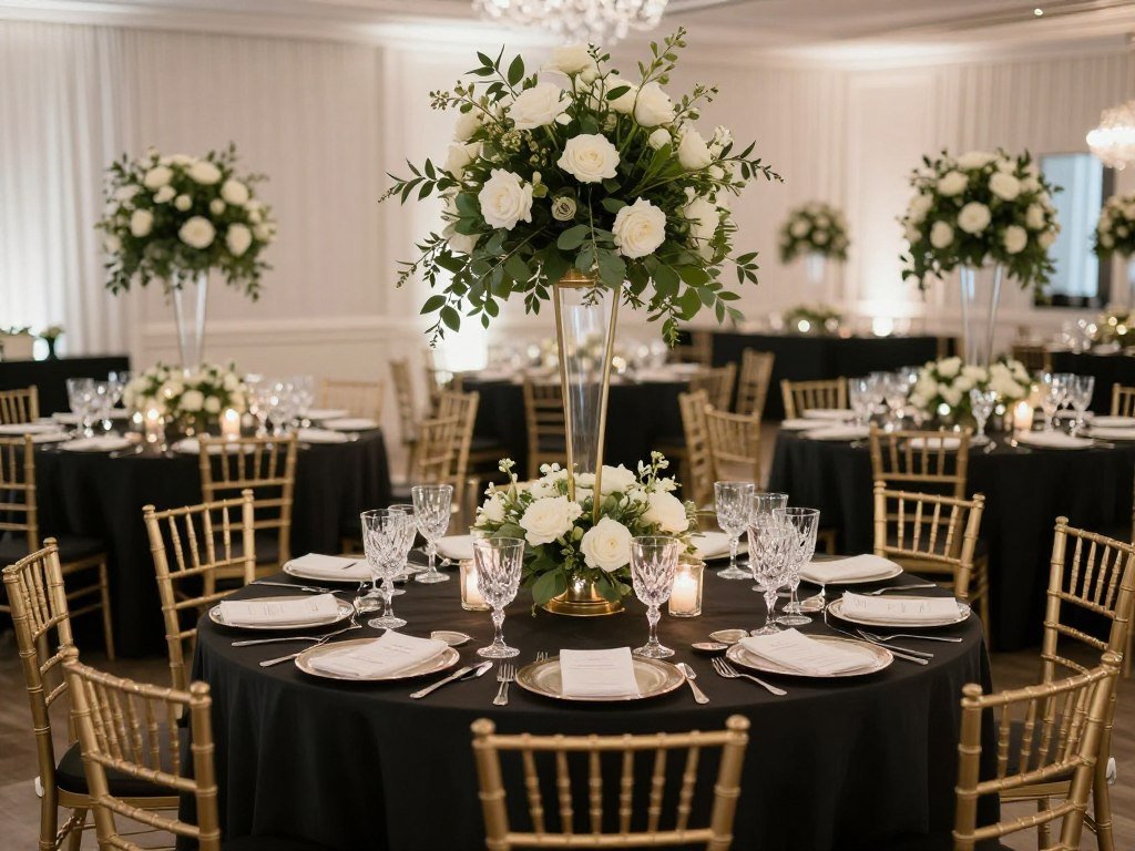 black tie elegant wedding reception
