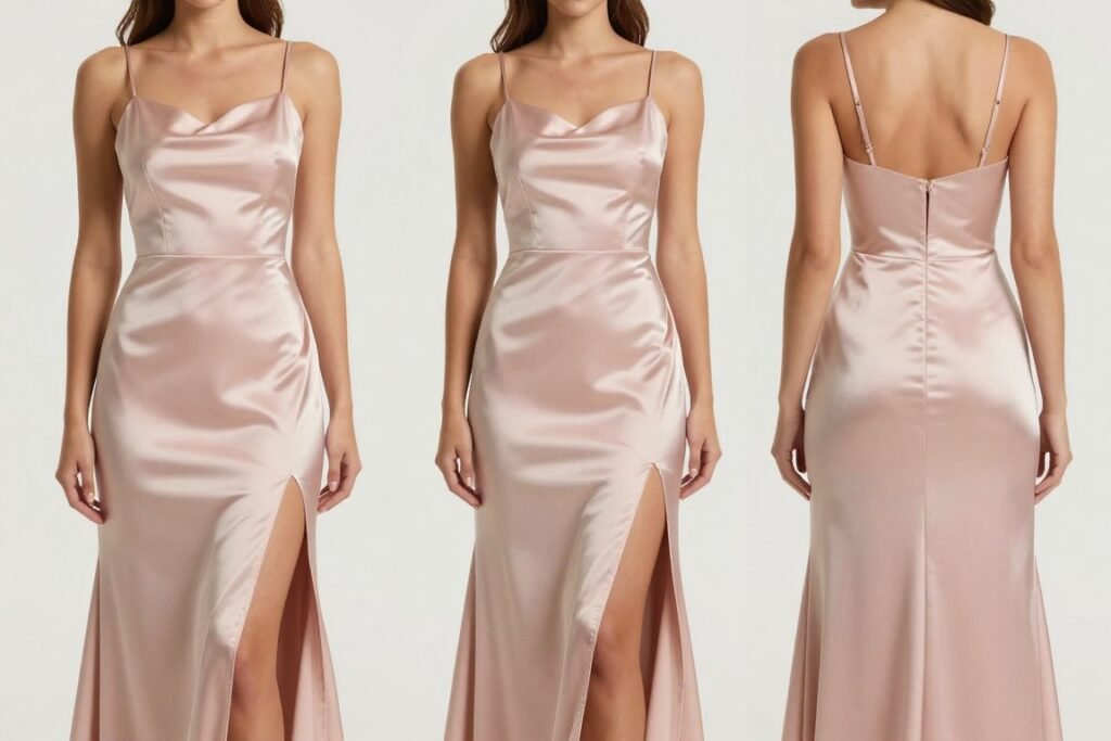 blush pink slip dress satin for bridesmaids