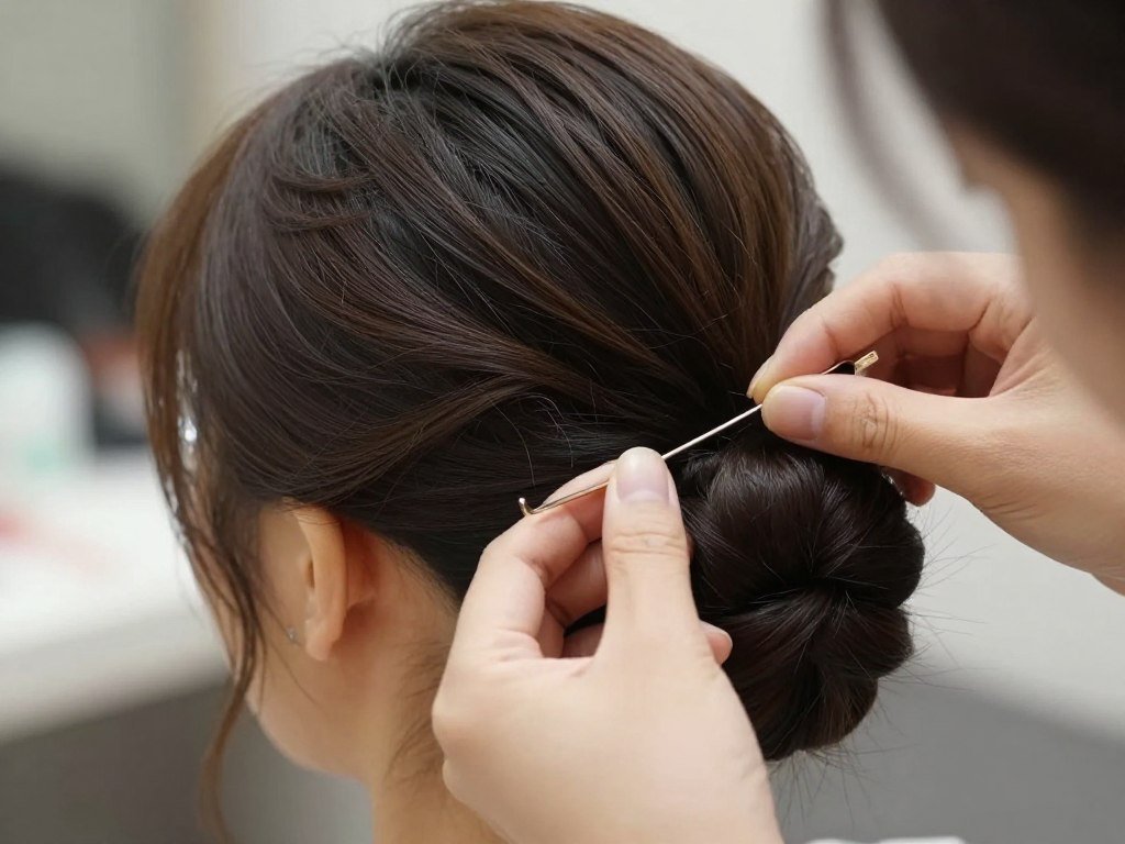 bobby pins securing bridesmaid updo