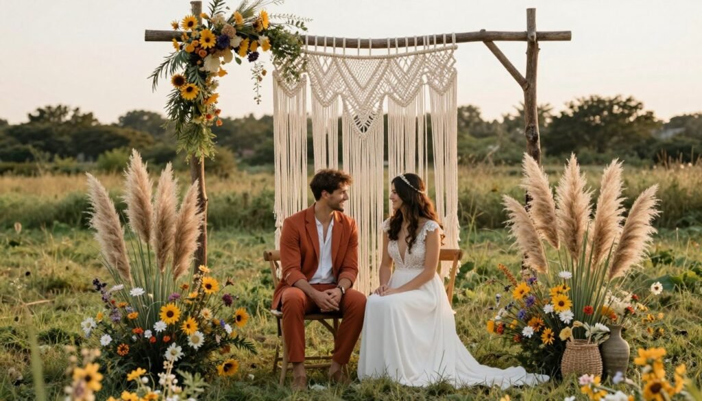 bohemian wedding color schemes with terracotta rust and natural earth tones