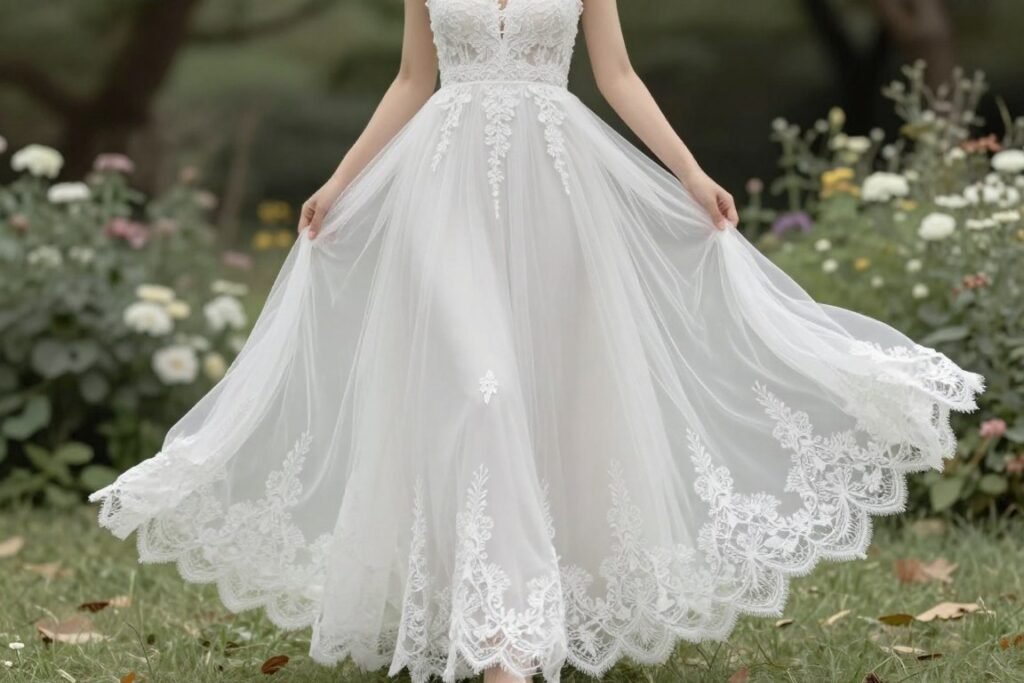 bohemian white lace bridesmaid dress