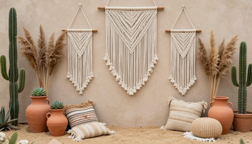 boho bridal shower with macrame, pampas grass and desert colors boho bridal shower with macrame, pampas grass and desert colors