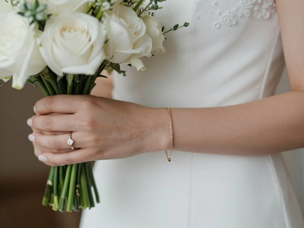 bridal bracelet styling with engagement ring