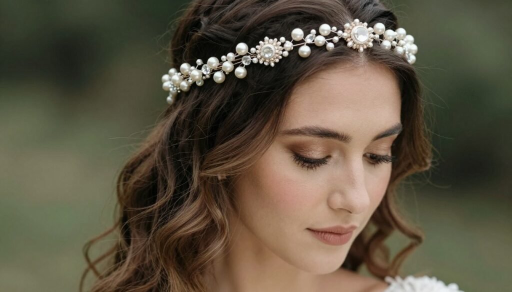 bridal headband with pearls and crystals bridal headband with pearls and crystals