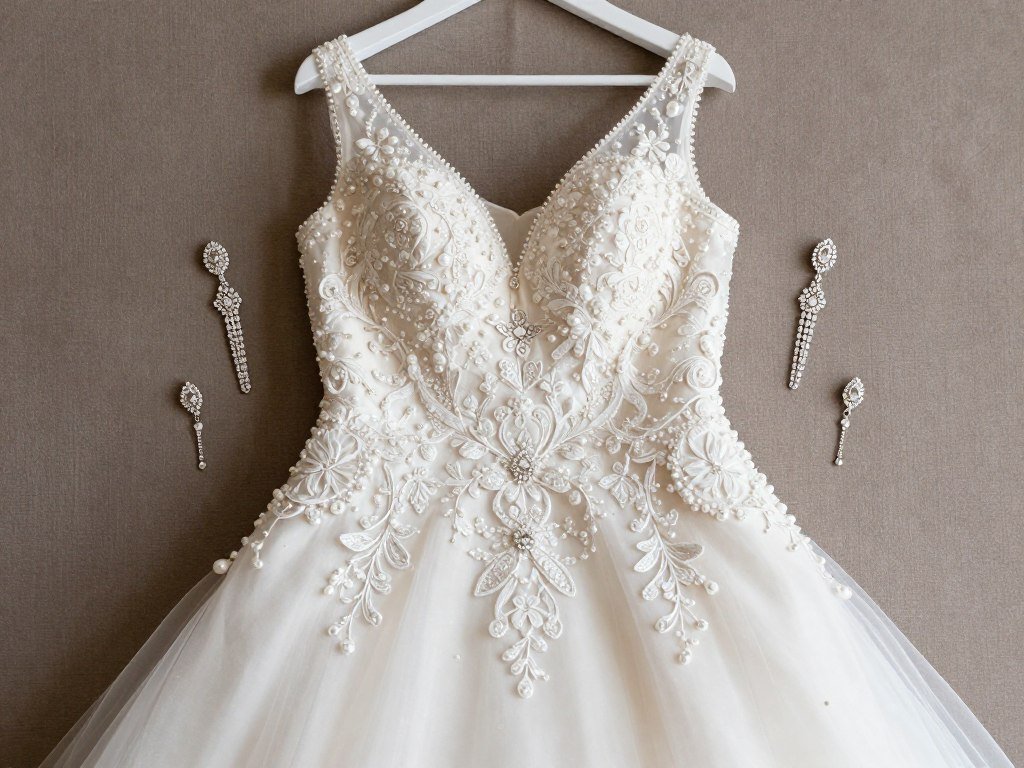 bridal jewelry set with wedding dress