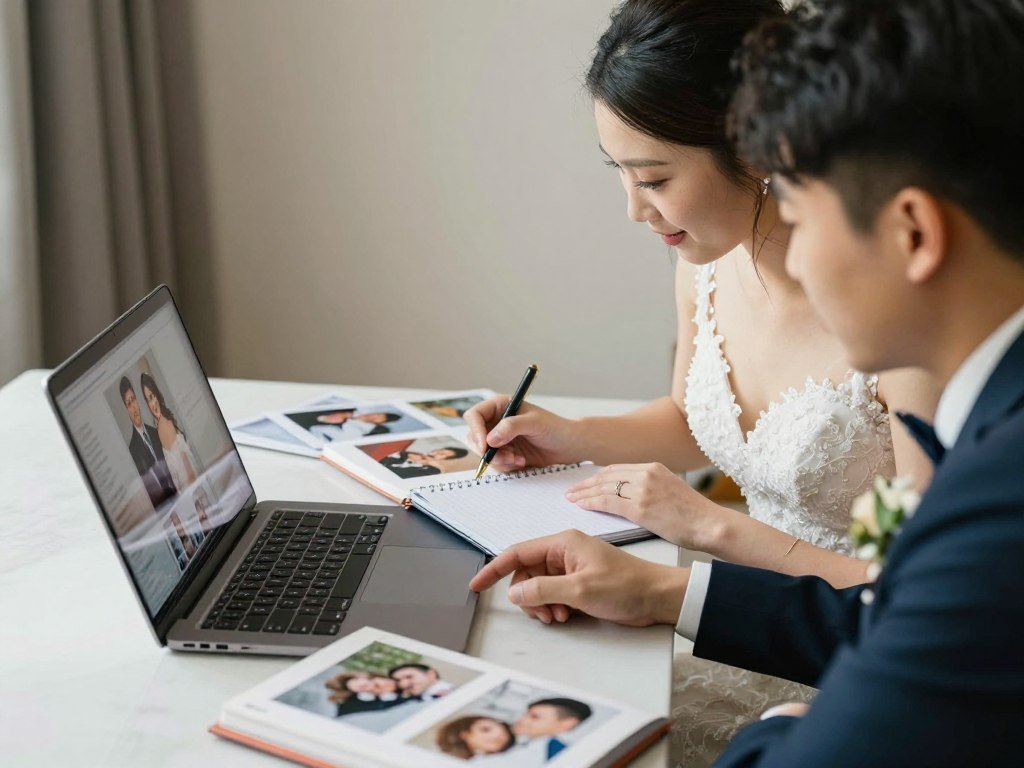 bride meeting with wedding photographer