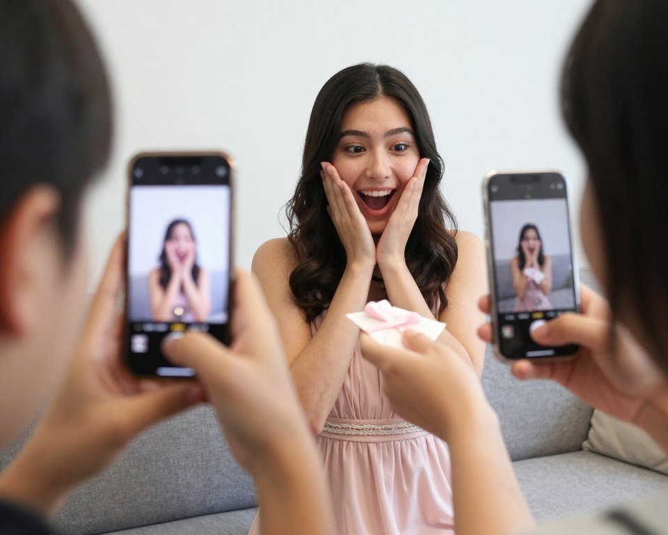 bride photographing friend opening bridesmaid proposal