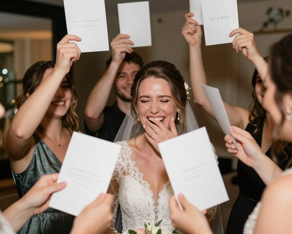 bride smiling during how well do you know the bride game at bachelorette party bride smiling during how well do you know the bride game at bachelorette party