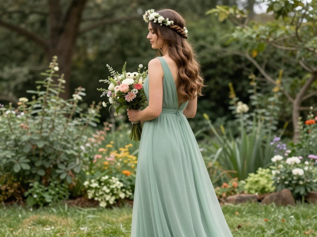 bridesmaid bohemian garden wedding hairstyle with crown braid