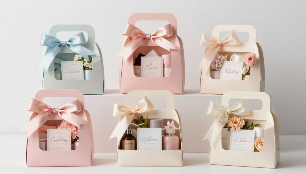 bridesmaid boxes showing appropriate balance of consistency and differentiation