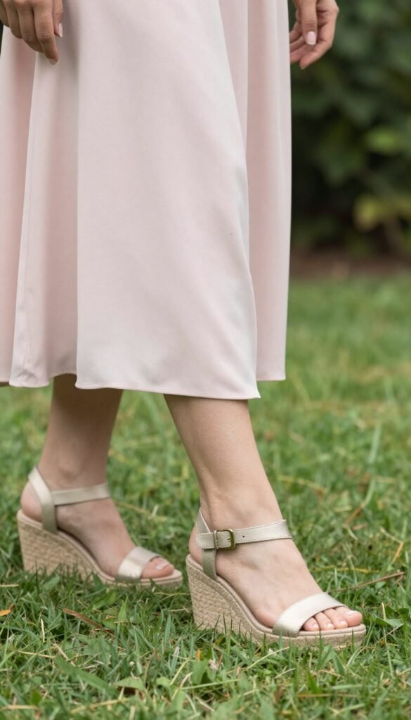 bridesmaid comfortable wedge shoes garden wedding practical