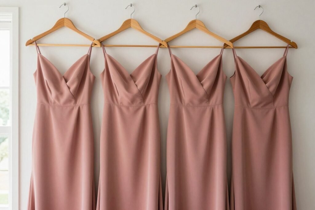 bridesmaid dresses hanging together