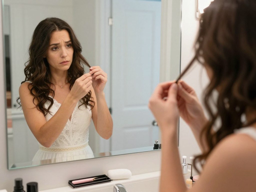 bridesmaid fixing hair problem emergency touch up