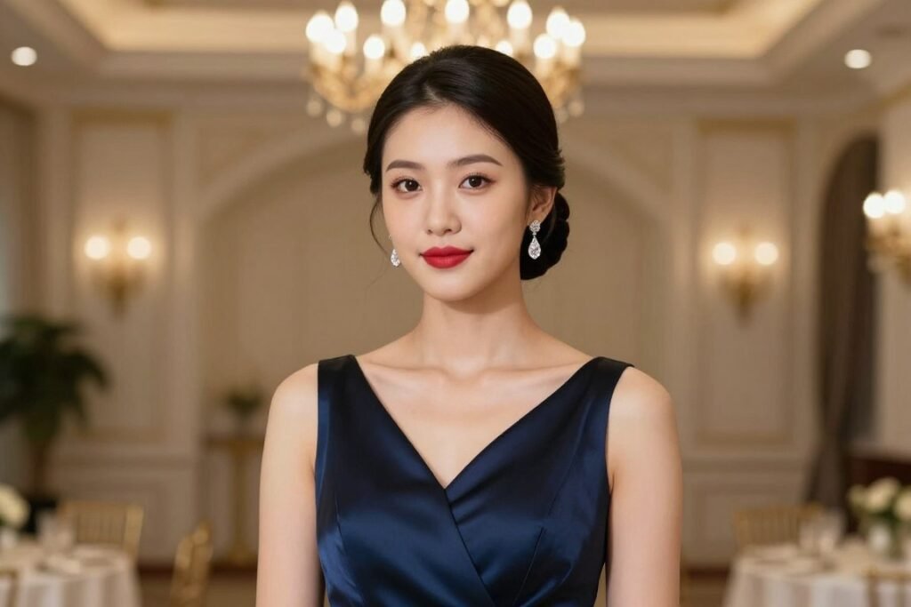 bridesmaid formal ballroom wedding elegant updo