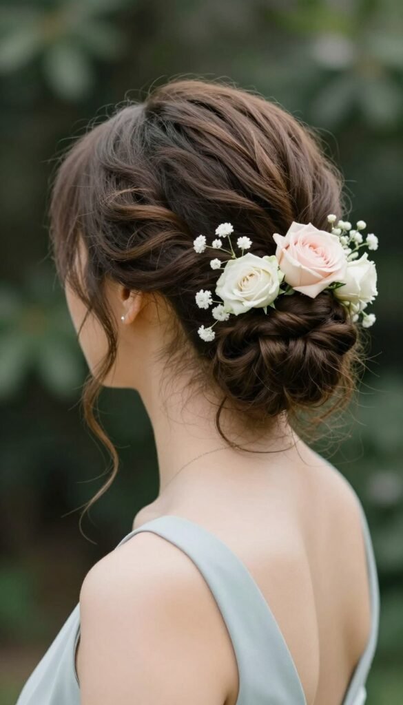 bridesmaid fresh flower hair accessory garden romantic