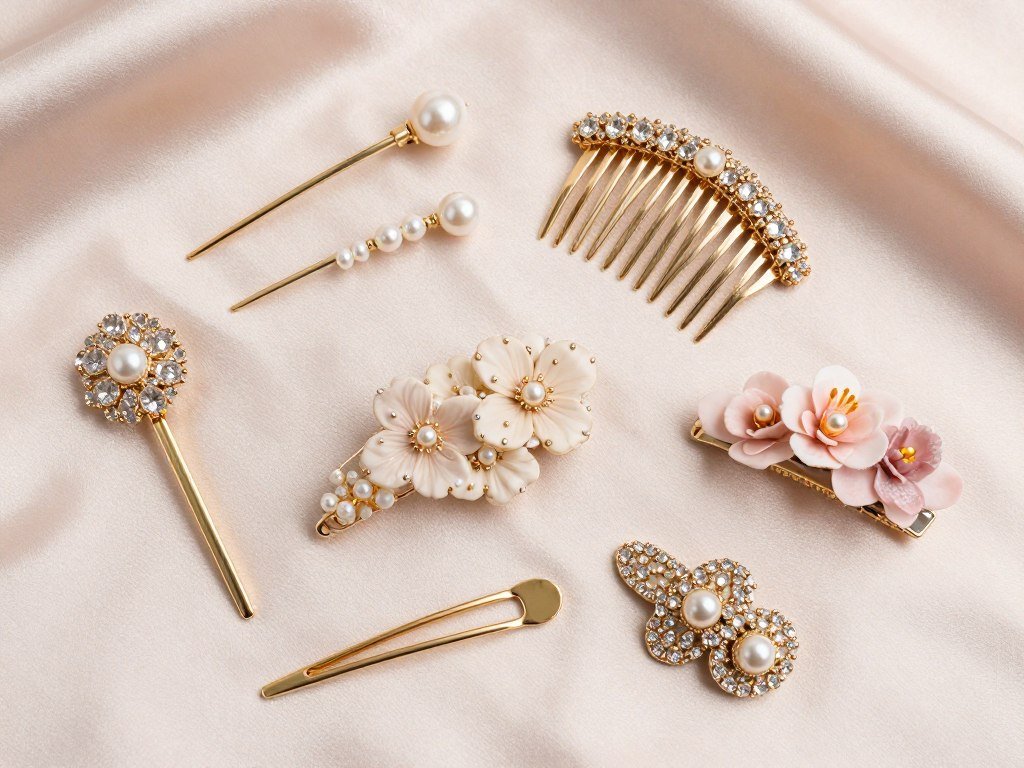 bridesmaid hair accessories display pearl clips and combs