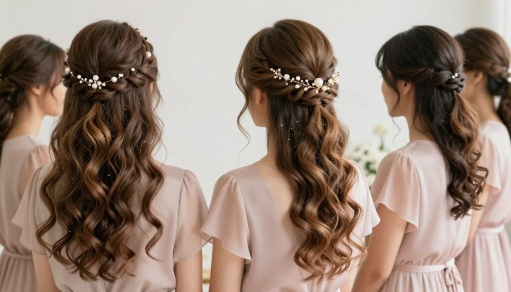 bridesmaid hairstyles coordinated with pastel dresses bridesmaid hairstyles coordinated with pastel dresses