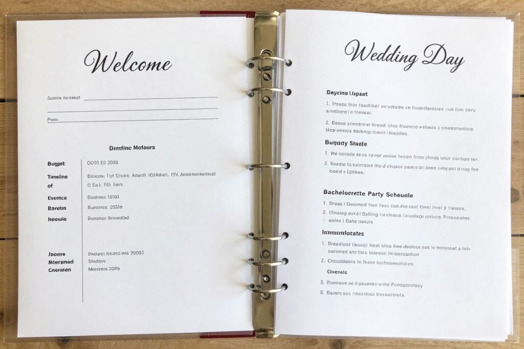 bridesmaid information packet with timeline and details