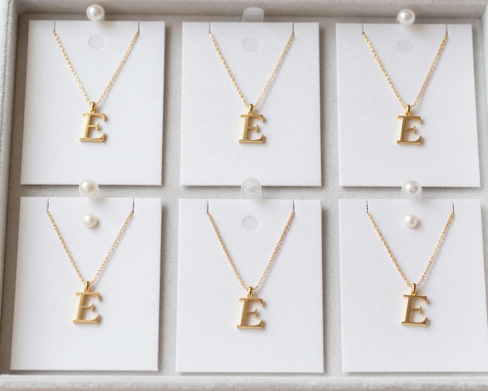 bridesmaid jewelry collection displayed with proposal cards