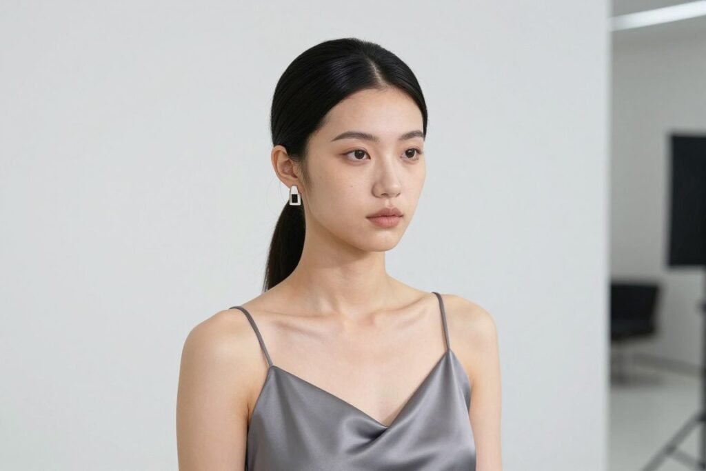 bridesmaid modern contemporary wedding sleek hairstyle