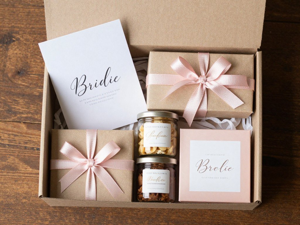 bridesmaid proposal box contents laid out showing various items