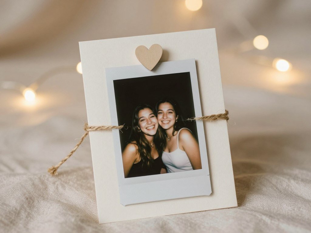 bridesmaid proposal card with attached photo from shared memory