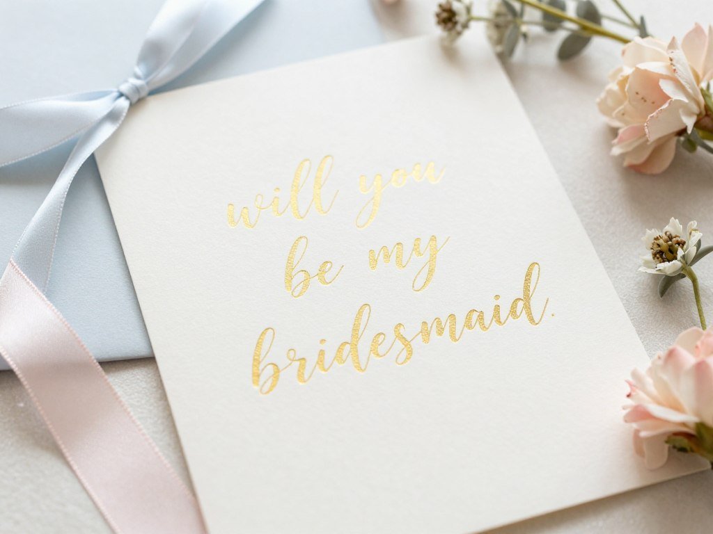 bridesmaid proposal card with handwritten message
