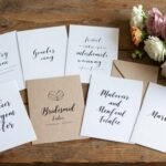bridesmaid proposal ideas cheap with handmade cards and affordable gifts on rustic wooden table
