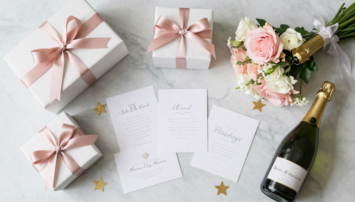bridesmaid proposal ideas with elegant gift boxes and flowers