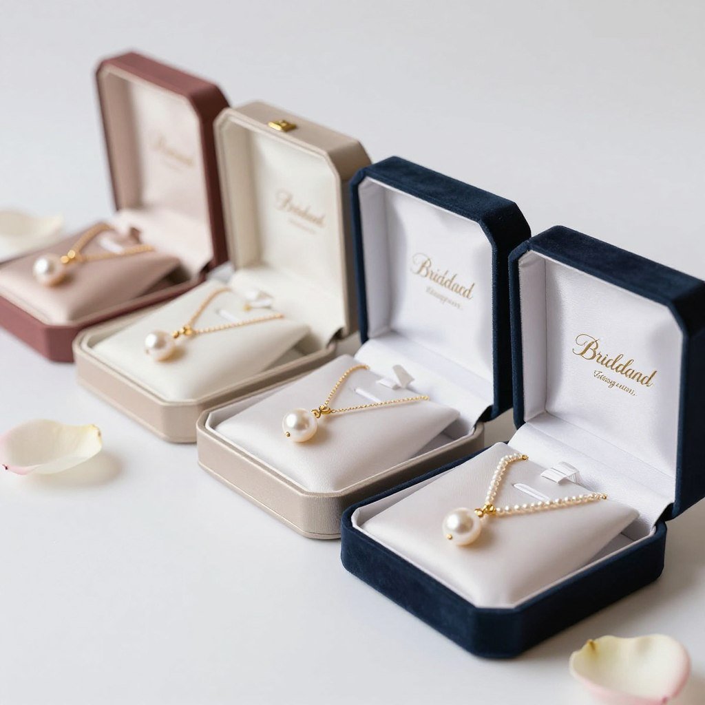 bridesmaid proposal jewelry gift boxes with pearl necklaces