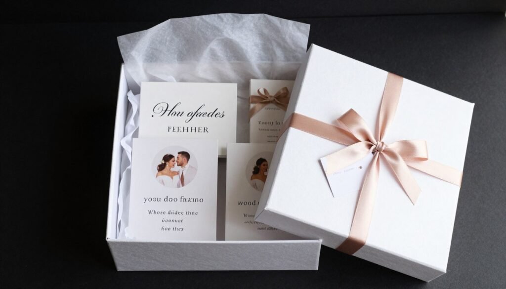 bridesmaid proposal presented in decorative gift box with layers