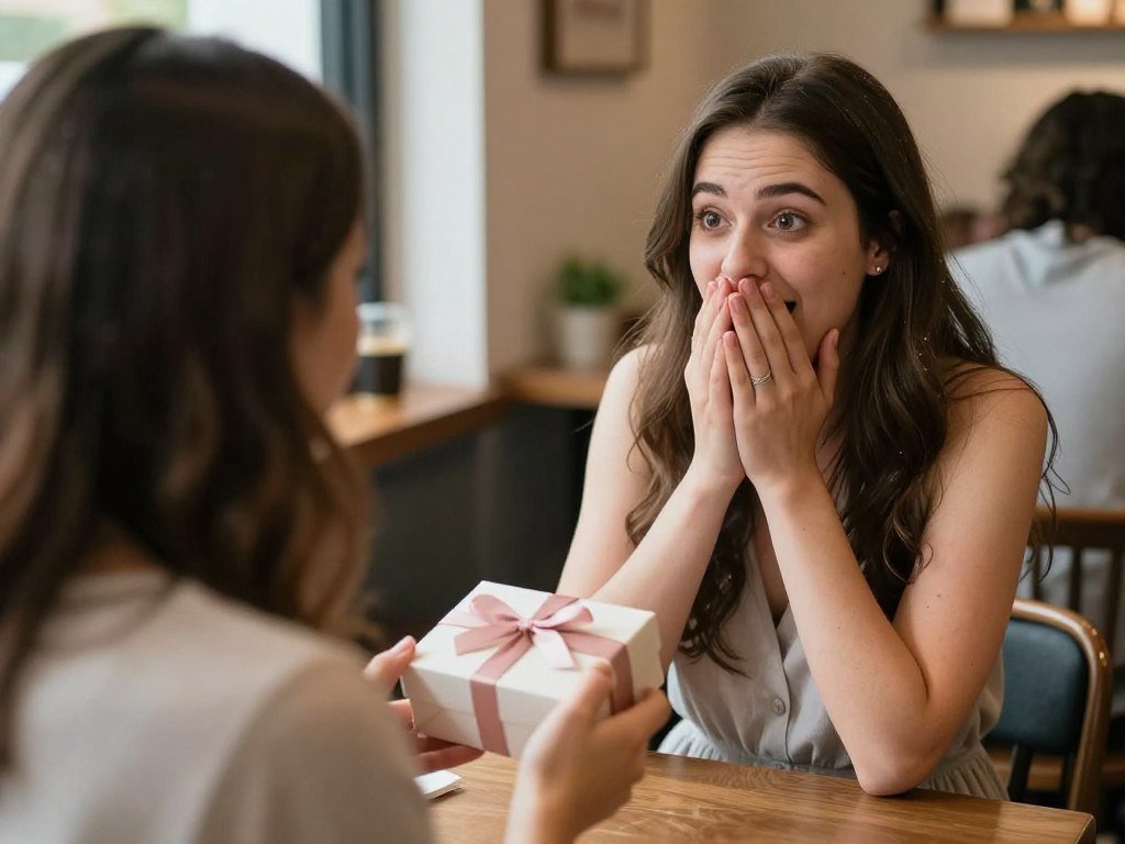 bridesmaid receiving proposal gift in emotional moment bridesmaid receiving proposal gift in emotional moment