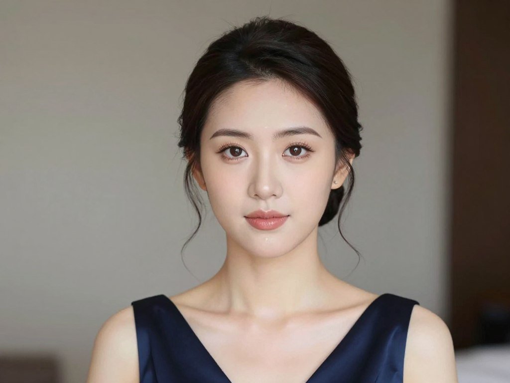 bridesmaid with balanced hair and makeup natural elegant