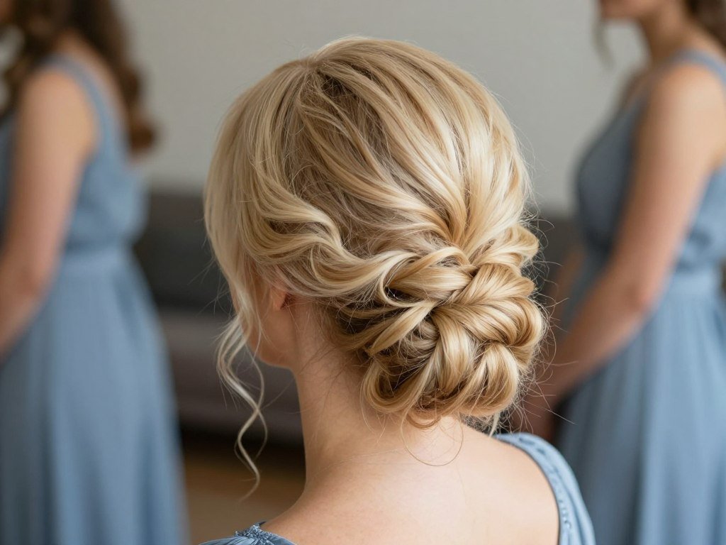 bridesmaid with fine hair voluminous updo