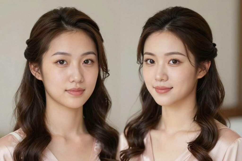 bridesmaid with oval face and versatile hairstyle