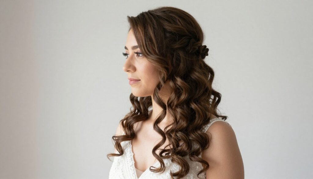 bridesmaid with textured hair type styled down beautifully