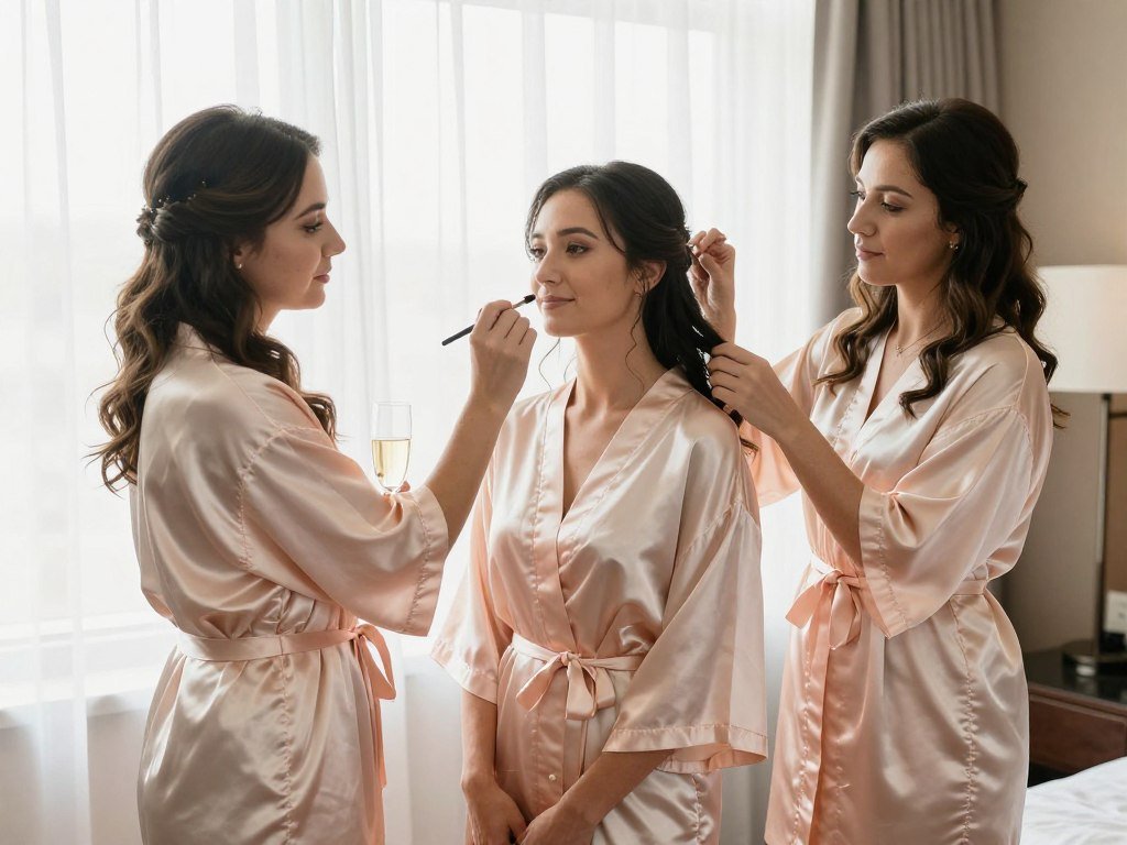 bridesmaids getting ready photos with robes and champagne bridesmaids getting ready photos with robes and champagne