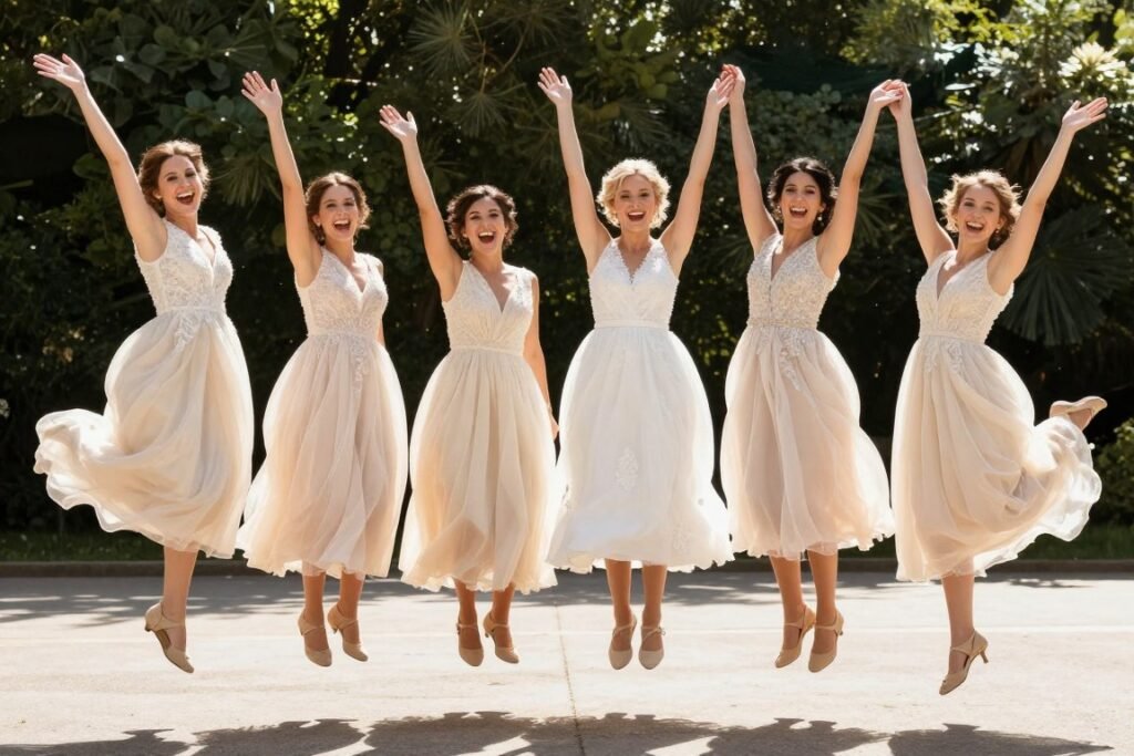 bridesmaids jumping in air together fun photo bridesmaids jumping in air together fun photo
