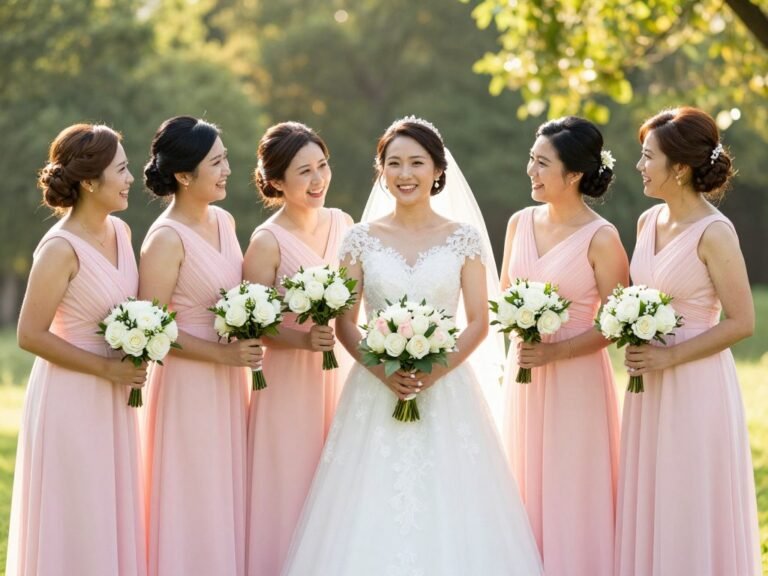 bridesmaids photos group shot with bride