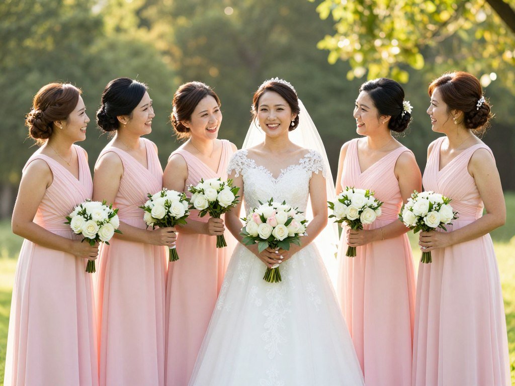 bridesmaids photos group shot with bride