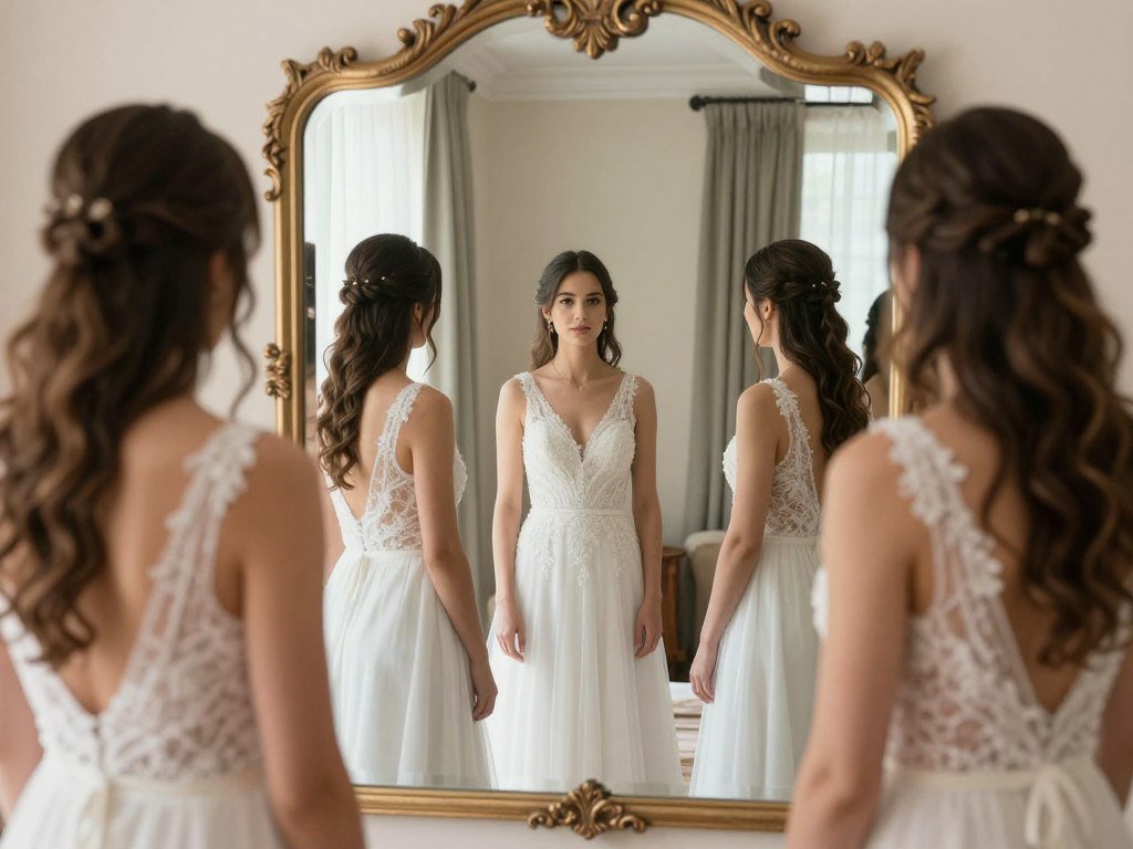 bridesmaids reflection in mirror