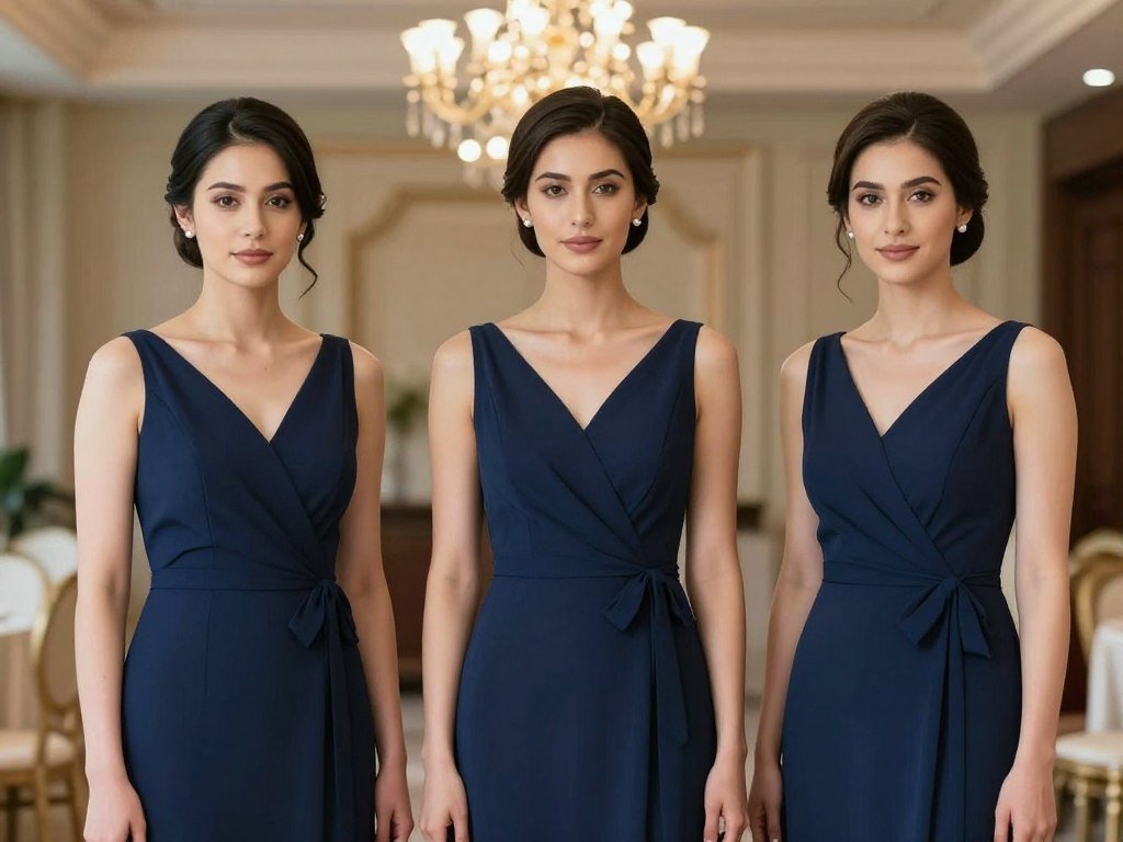 bridesmaids with classic chignon updos at formal wedding