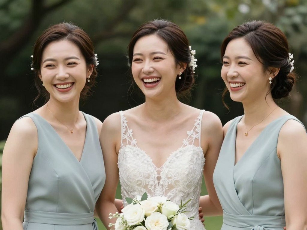 bridesmaids with natural genuine smiles