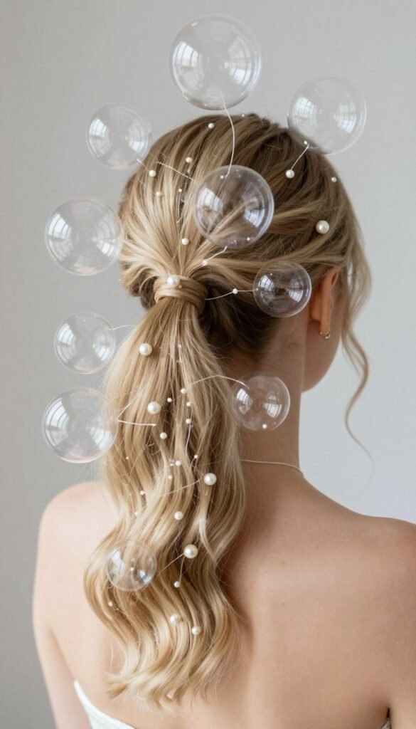 bubble ponytail bridesmaid hairstyle with volume