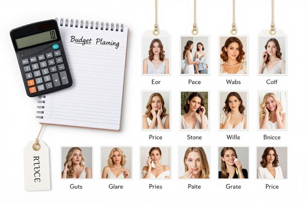 budget planning for bridesmaid gifts with calculator and gift items budget planning for bridesmaid gifts with calculator and gift items