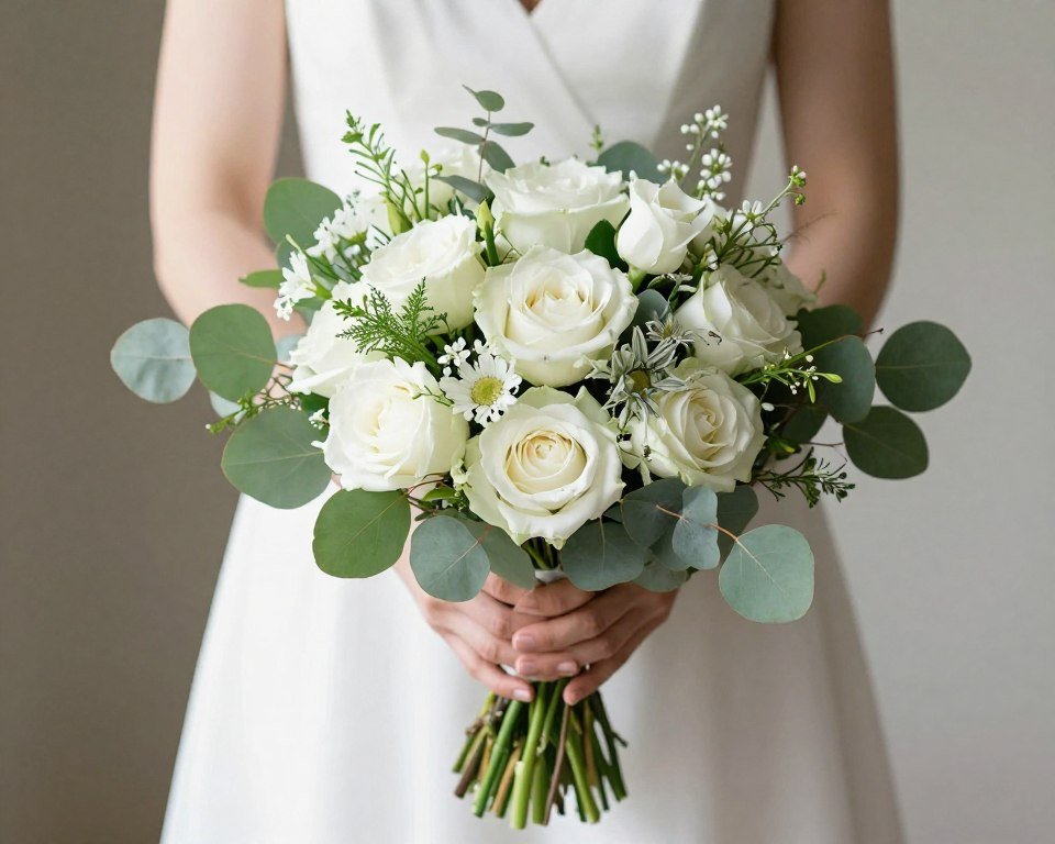 budget wedding bouquet wildflowers greenery simple elegant