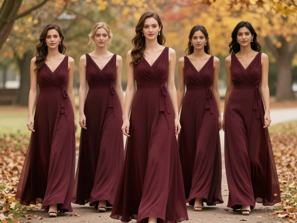 burgundy wine bridesmaid dress fall wedding