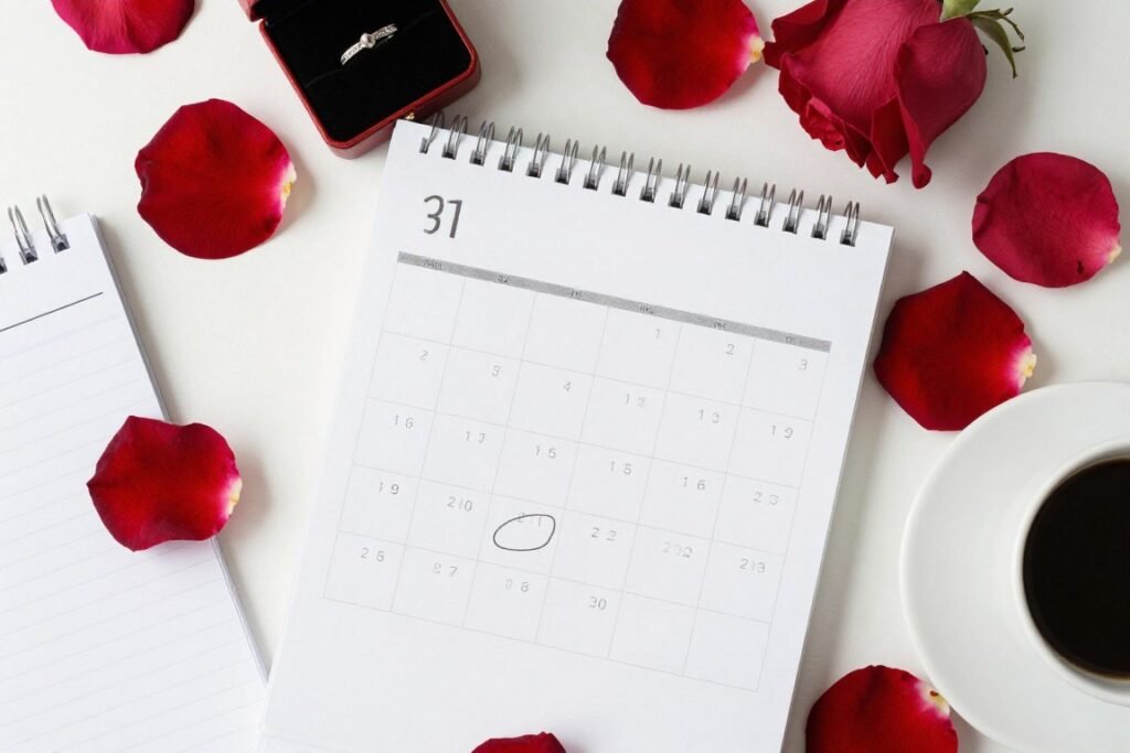 calendar marked with proposal planning notes