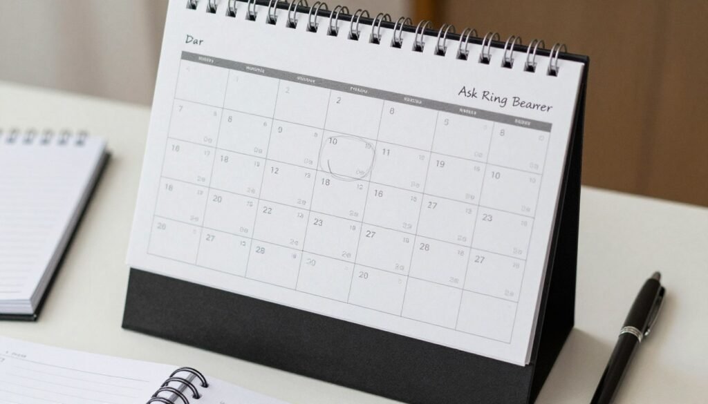 calendar marking wedding planning timeline